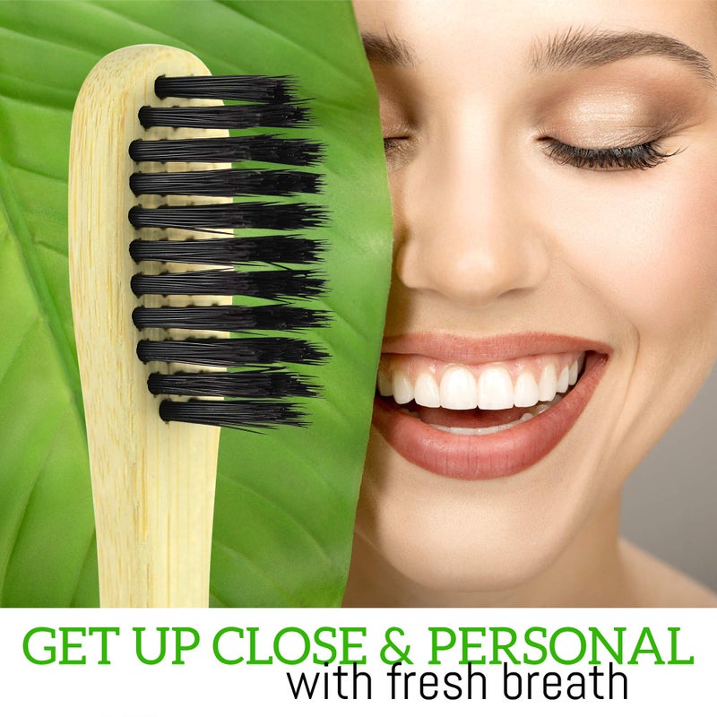 Lingito 6-Pack Natural Charcoal Bamboo Toothbrushes | BPA Free Soft Bristles | Compostable, Eco Friendly, Natural, Organic & Vegan Toothbrush Pack | Individually Packaged & Numbered Active Brushes - Image 4